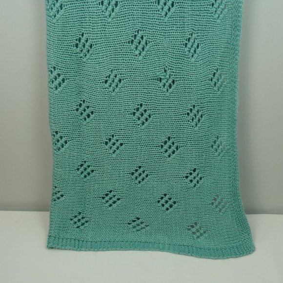 Handmade Green Diamond Knitted‎ Blanket Size 40x42 - Picture 2 of 6